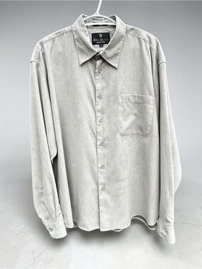 Vintage Bill Blass Black Label Faux Suede Button Down Shirt / Overshirt - L Grey